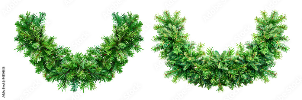 Wall mural Set of christmas garland isolated on white