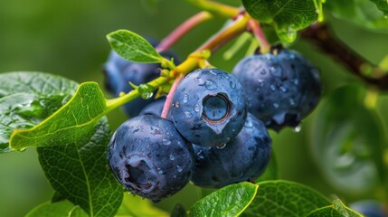Blueberry plant with fruit in plantation farm