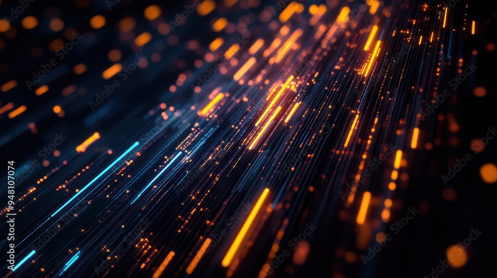 Poster dynamic light trails in vibrant colors conveying energy and motion, perfect for abstract and tech-th