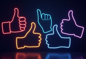 Obraz premium Glowing Neon Thumbs Up Graphics 