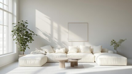 Furniture in a gallery-style interior design. Stock photos