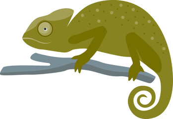 Cartoon chameleon on a branch, symbolizing adaptability and change.