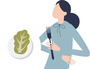 Illustration of a person with a small salad, symbolizing eating disorder struggles.