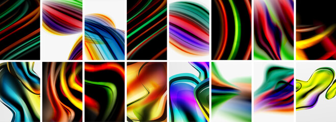 Collection of abstract background with waves, colorful shapes and 3d shadow effect. Vector Illustration For Wallpaper, Banner, Background, Card, Book Illustration, landing page