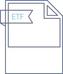 ETF File format icon black outline and light color text