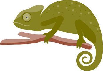 Chameleon on branch, symbolizing adaptability and change.