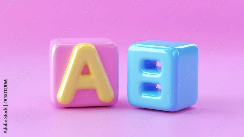 Poster two blocks of letters a and b are on a pink background