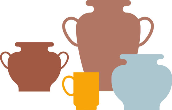 Silhouettes of pottery, symbolizing traditional ceramics craftsmanship.