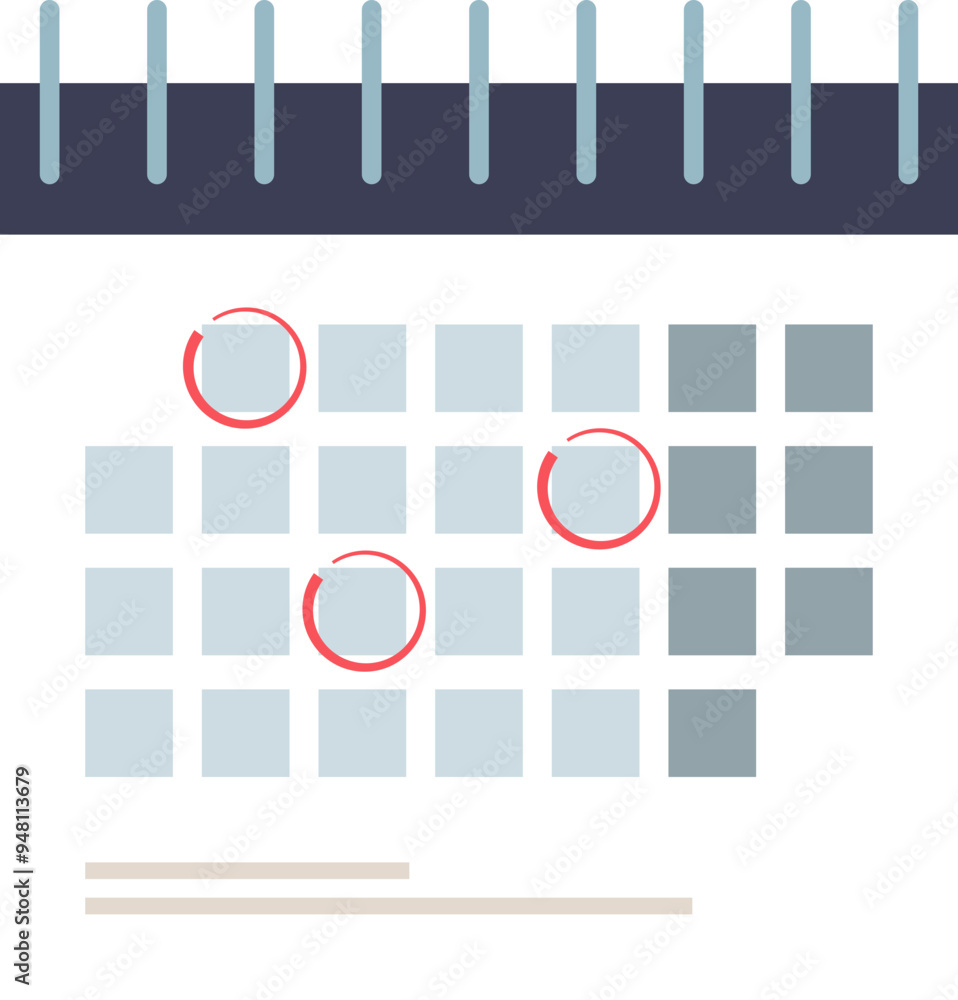 Aufkleber illustration of a calendar with dates circled, symbolizing tracking of product expiration dates.