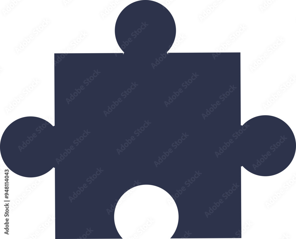Poster single dark puzzle piece symbolizing connection, solution, or missing element.