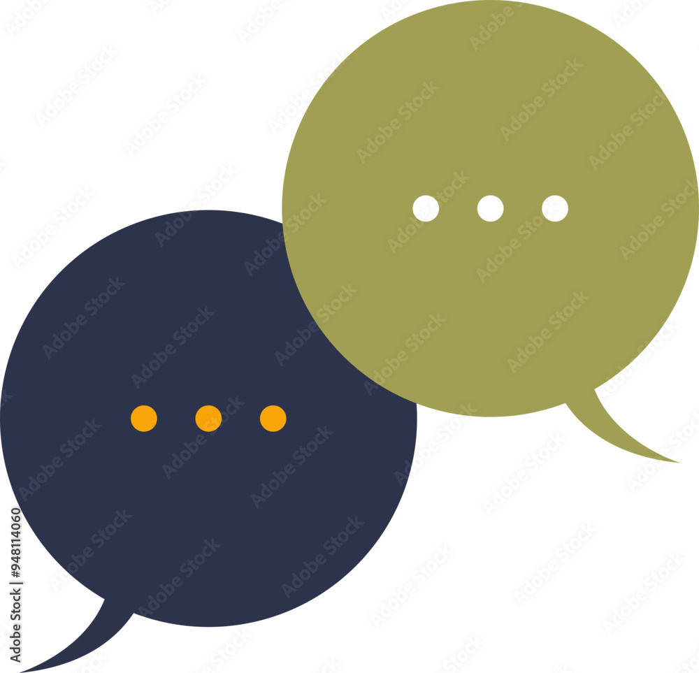 Poster two overlapping chat bubbles, symbolizing communication or dialogue.