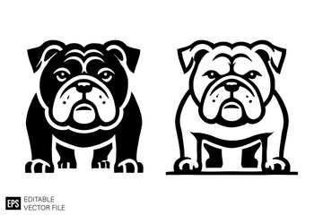 Obraz premium bulldog Isolated vector graphic illustration design in black and white silhouette for clip art templates