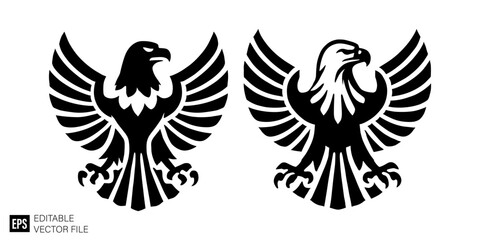 Fototapeta premium eagle Isolated vector graphic illustration design in black and white silhouette for clip art templates
