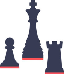 Silhouettes of chess pieces including a pawn, queen, and rook, symbolizing strategy and intelligence.