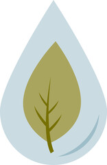 A stylized water drop with a leaf inside, symbolizing purity, nature, and eco-friendliness.