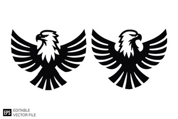Obraz premium eagle set Isolated vector graphic illustration design in black and white silhouette for clip art templates