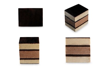 Fresh layered chocolate Halva on a white isolated background