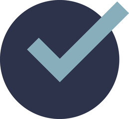 Blue checkmark in a circle, symbolizing confirmation, approval, or completion.