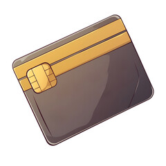 a 2d cartoon clipart drawing of a credit card on an isolated transparent background