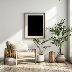 picture render identity mockup portfolio couch living sofa canvas comfortable furniture 3d up contemporary indoor poster apartment floor photo room image frame interior mock blank studio