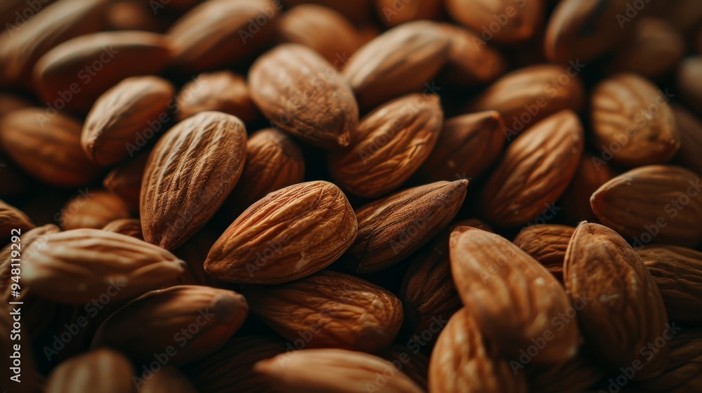 Poster a close-up shot of almonds showing texture and detail