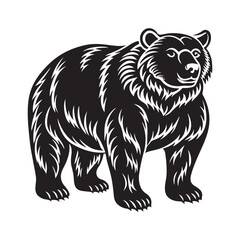 Detailed Bear Silhouette Vector Art for Commercial Use.