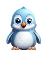 A cute blue penguin with a smile on its face
