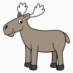 Obraz premium Childish Contour Moose Rounded Profile Vector Art