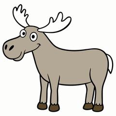 Childish Contour Moose Rounded Profile Vector Art