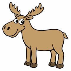 Childish Contour Moose Rounded Profile Vector Art