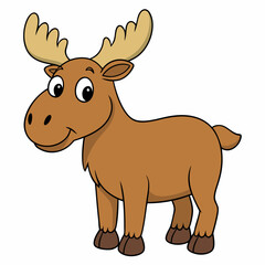 Childish Contour Moose Rounded Profile Vector Art