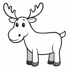 Childish Contour Moose Rounded Profile Vector Art