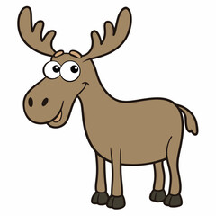 Obraz premium Childish Contour Moose Rounded Profile Vector Art