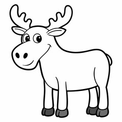 Childish Contour Moose Rounded Profile Vector Art