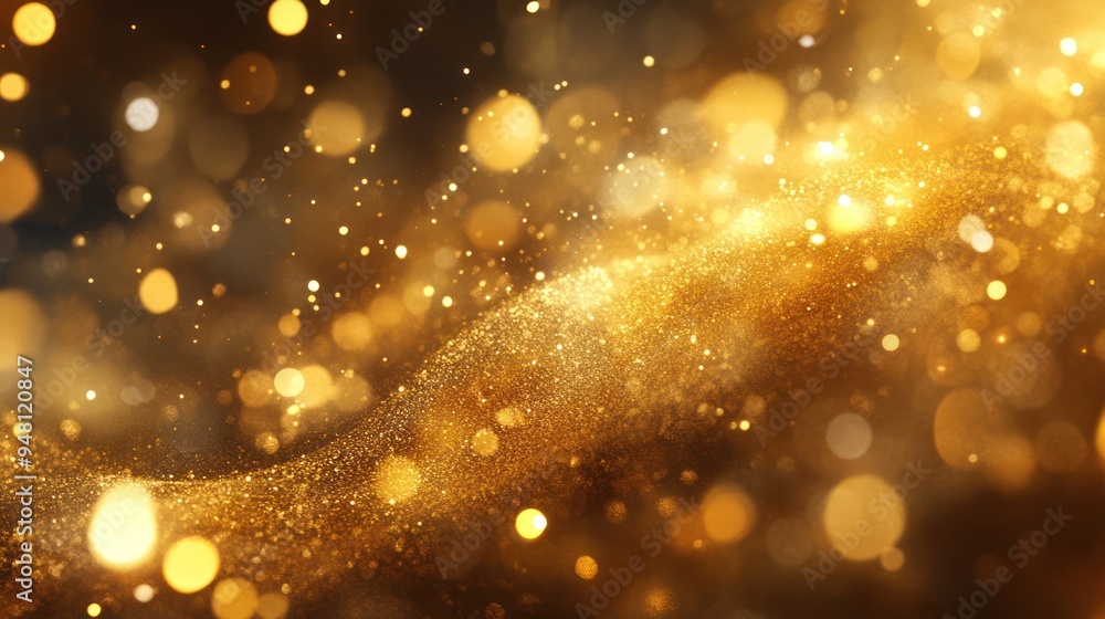 Poster a mesmerizing swirl of golden bokeh lights creating a lavish and festive atmosphere.