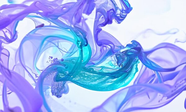 luid motion of lavender and teal swirling in a clear abstract cloud with glittering details
