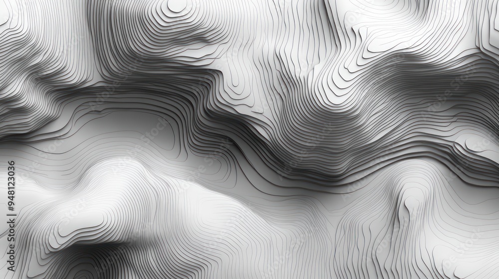 Aufkleber a mesmerizing monochrome landscape with intricate line patterns creating a sense of depth and textur