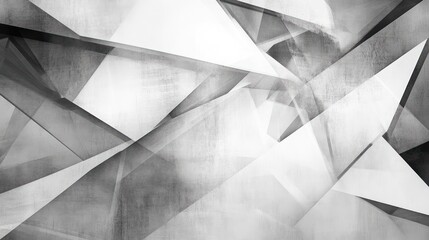 Abstract gray and white geometric design with sharp angles and dynamic shapes.