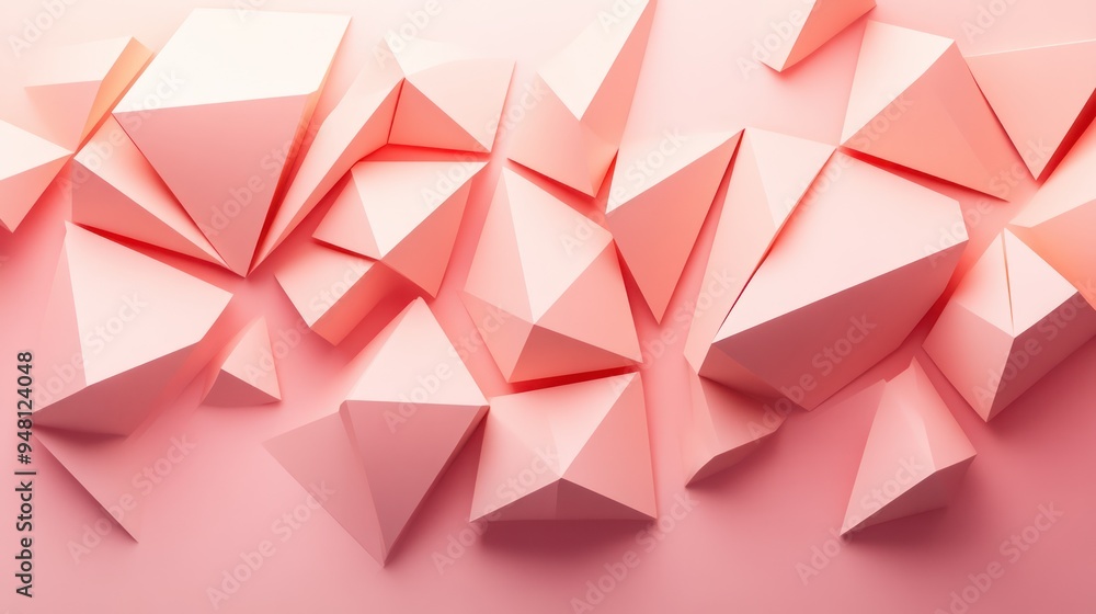Poster abstract geometrical shapes in soft pink tones create a modern and artistic composition.