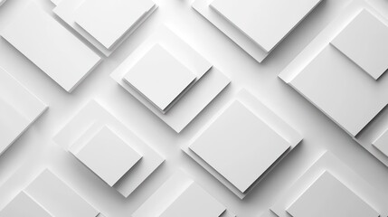 An abstract layout of overlapping white squares and rectangles on a light background, creating a modern and minimalist aesthetic.