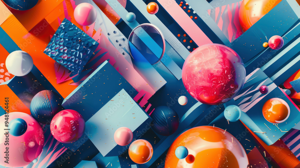 Aufkleber an abstract background composition combining bold geometric shapes and vibrant colors creates a dyna