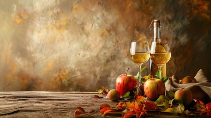 Fresh apple juice cider in glass with apple fruit