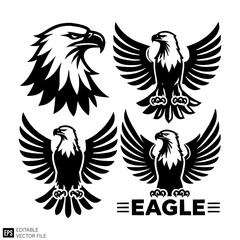 Fototapeta premium eagle set Isolated vector graphic illustration design in black and white silhouette for clip art templates
