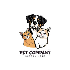 Vector Pet Shop Logo Design Template. Pet company logo. Dog and cat animal pet logo design inspiration