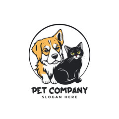 Vector Pet Shop Logo Design Template. Pet company logo. Dog and cat animal pet logo design inspiration