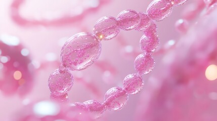 Close-up of shimmering pink bubbles with glimmering accents, creating a vibrant and dreamy atmosphere.