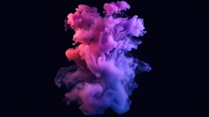 Fototapeta premium Colorful smoke swirl in shades of pink and purple against a black background, creating a captivating visual effect.