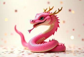 Fototapeta premium Vibrant Pink Snake Shadow Puppet | Traditional Chinese Art 