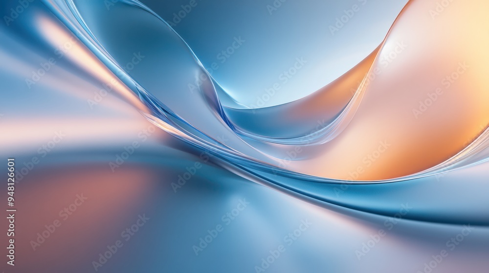 Aufkleber a stunning abstract composition with smooth curves, blending soft blue and warm orange tones creatin
