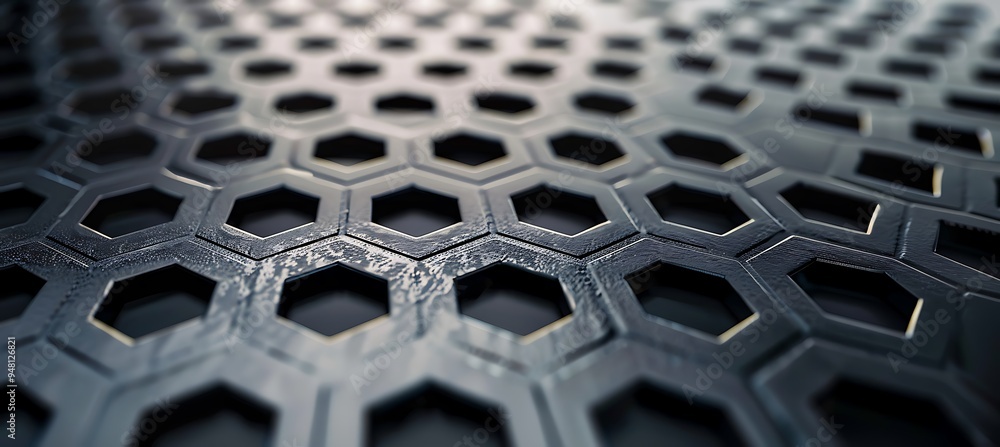Poster black geometric backdrop with abstract hexagonal shapes